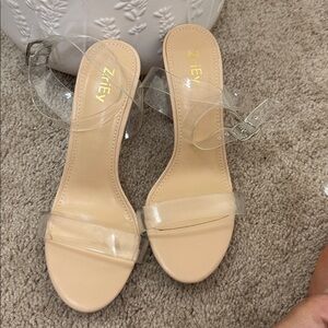 Ziley Clear Strap Nude Heels